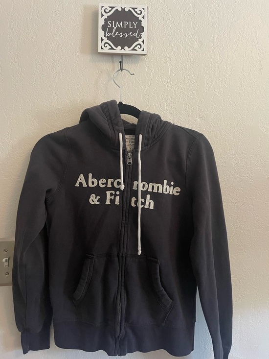 Abercrombie & Fitch Tops - Abercrombie & Fitch Charcoal Hoodie with White Drawstrings